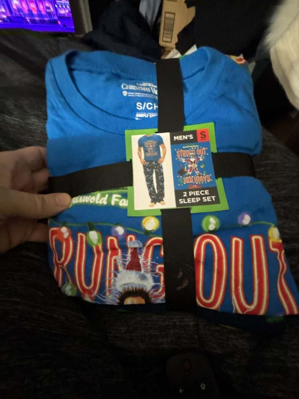 Christmas Vacation Graphic T-Shirt and Plush Pants Sleepwear Set Mens Size S.